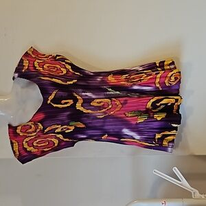 Abstrac t Purple Pink Accordion Tunic Top OS